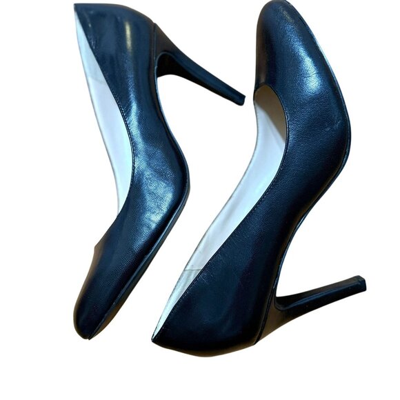Nine West Black Leather Heels 9M With 3.5" Stiletto Heel - Picture 7 of 10